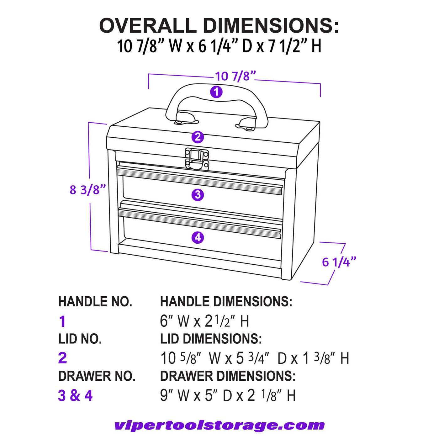 11-Inch 2-Drawer Portable Toolbox