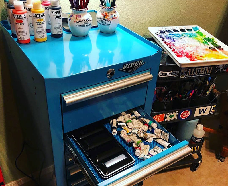 Viper Tool Storage turquoise salon cart for arts & crafts