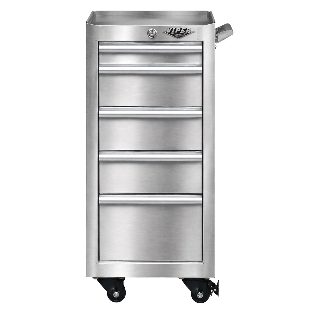 16-Inch 5-Drawer Stainless Steel Mobile Salon Cart