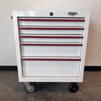 Open Box - 30-Inch 5-Drawer Rolling Cabinet, Red Accents