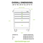 26-Inch 5-Drawer Rolling Cabinet