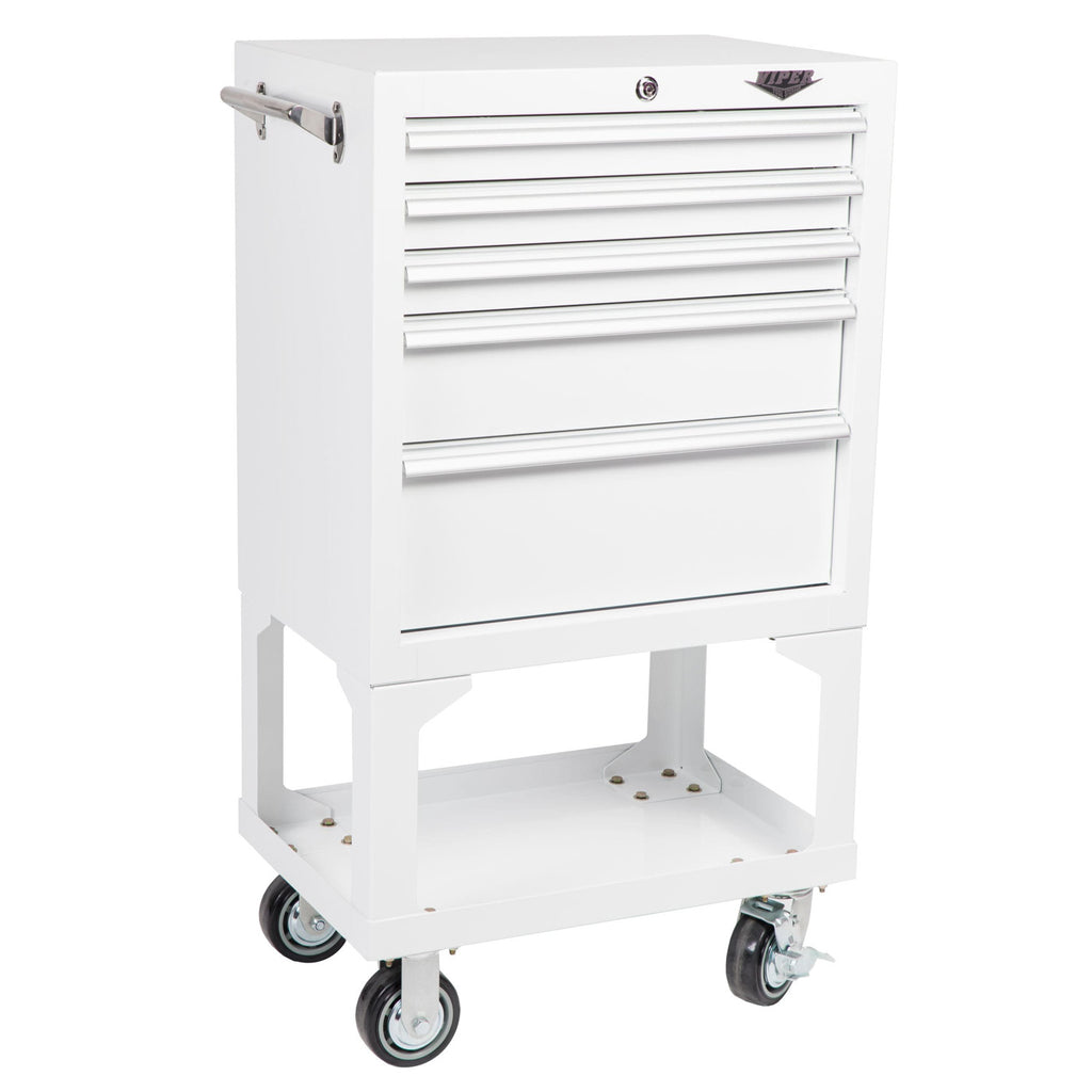 26-Inch 5-Drawer Rolling Cabinet with Bulk Storage