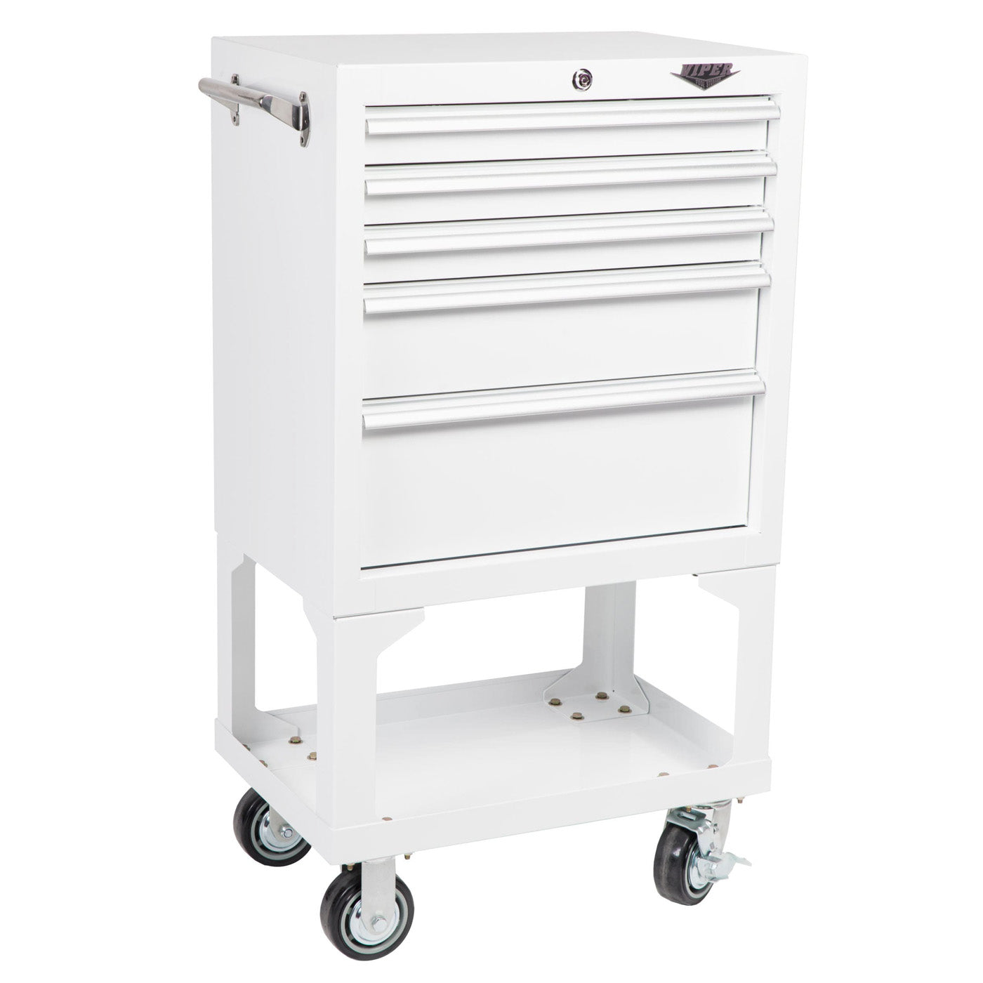 26-Inch 5-Drawer Rolling Cabinet with Bulk Storage