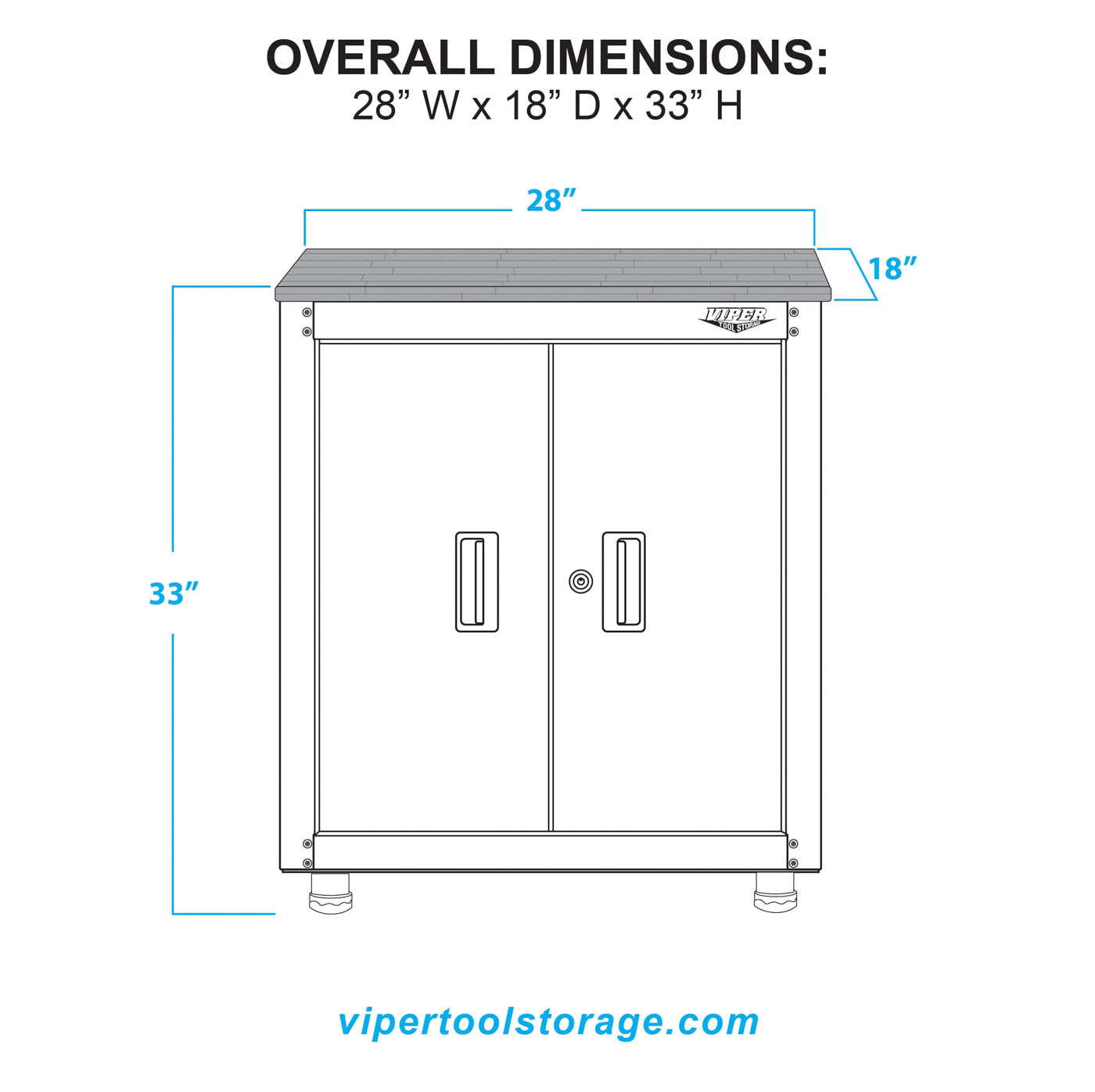 28-Inch 2-Door Steel Base Cabinet with Butcher Block Top | Viper