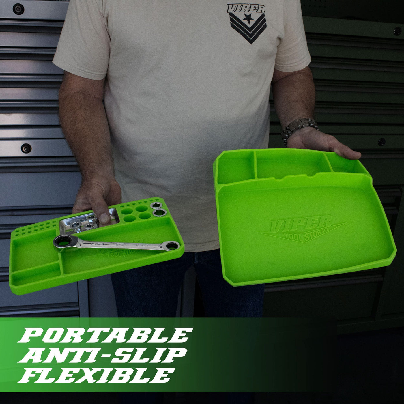 2-Piece Flexible Silicone Tool & Parts Tray, with Magnet | Viper