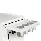 Viper Tool Storage white folding side shelf for salon cart with power strip and aluminum cups