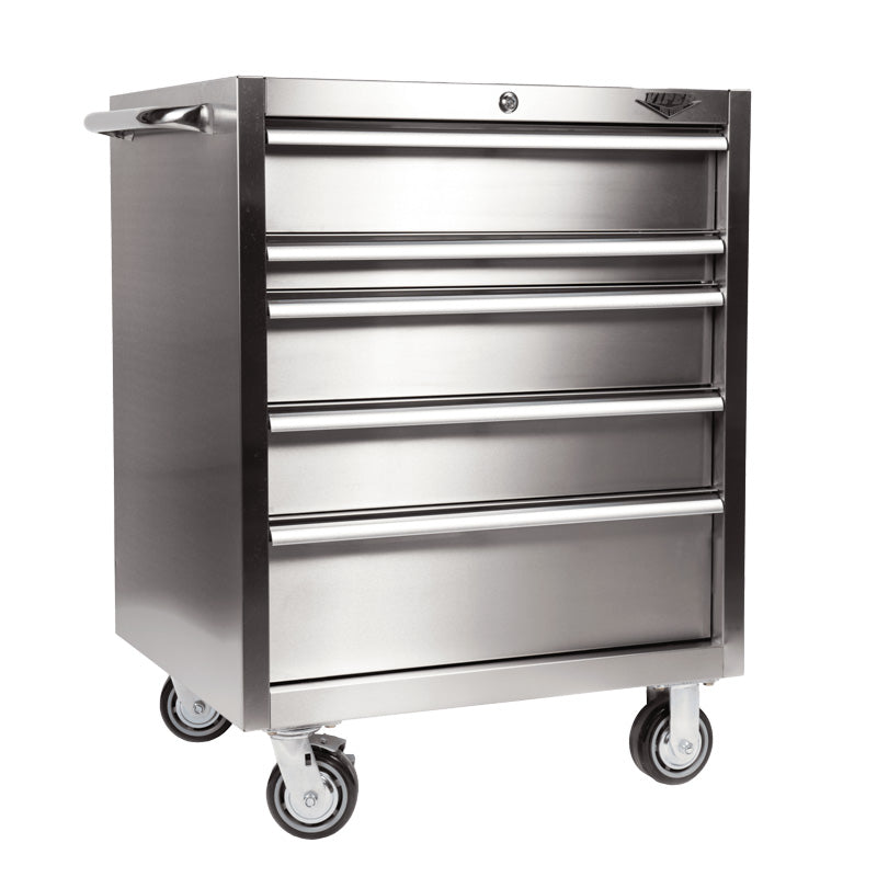 Viper Tool Storage 30-inch 5-drawer stainless steel rolling cabinet with locking drawers