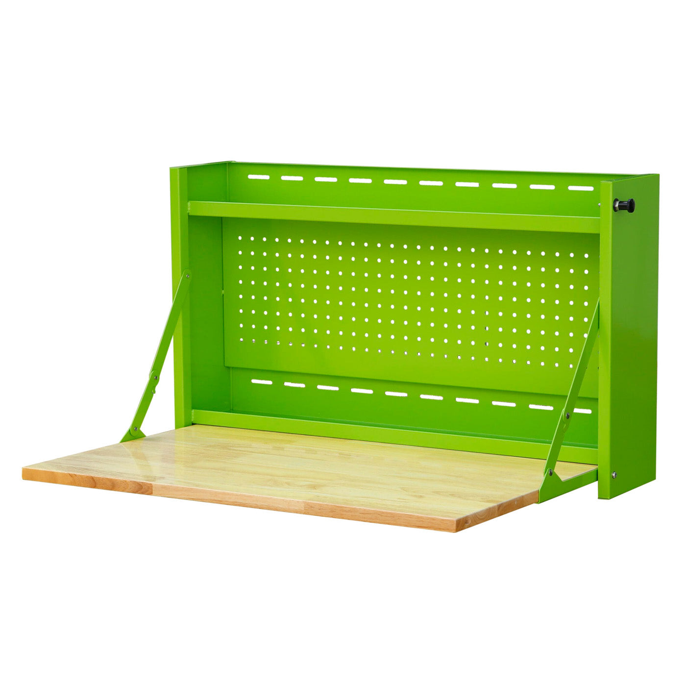 32-Inch Folding Wall-Mounted Steel Worktable w/ Butcher Block