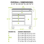 41-Inch 6-Drawer Rolling Cabinet with Power Tool Drawer