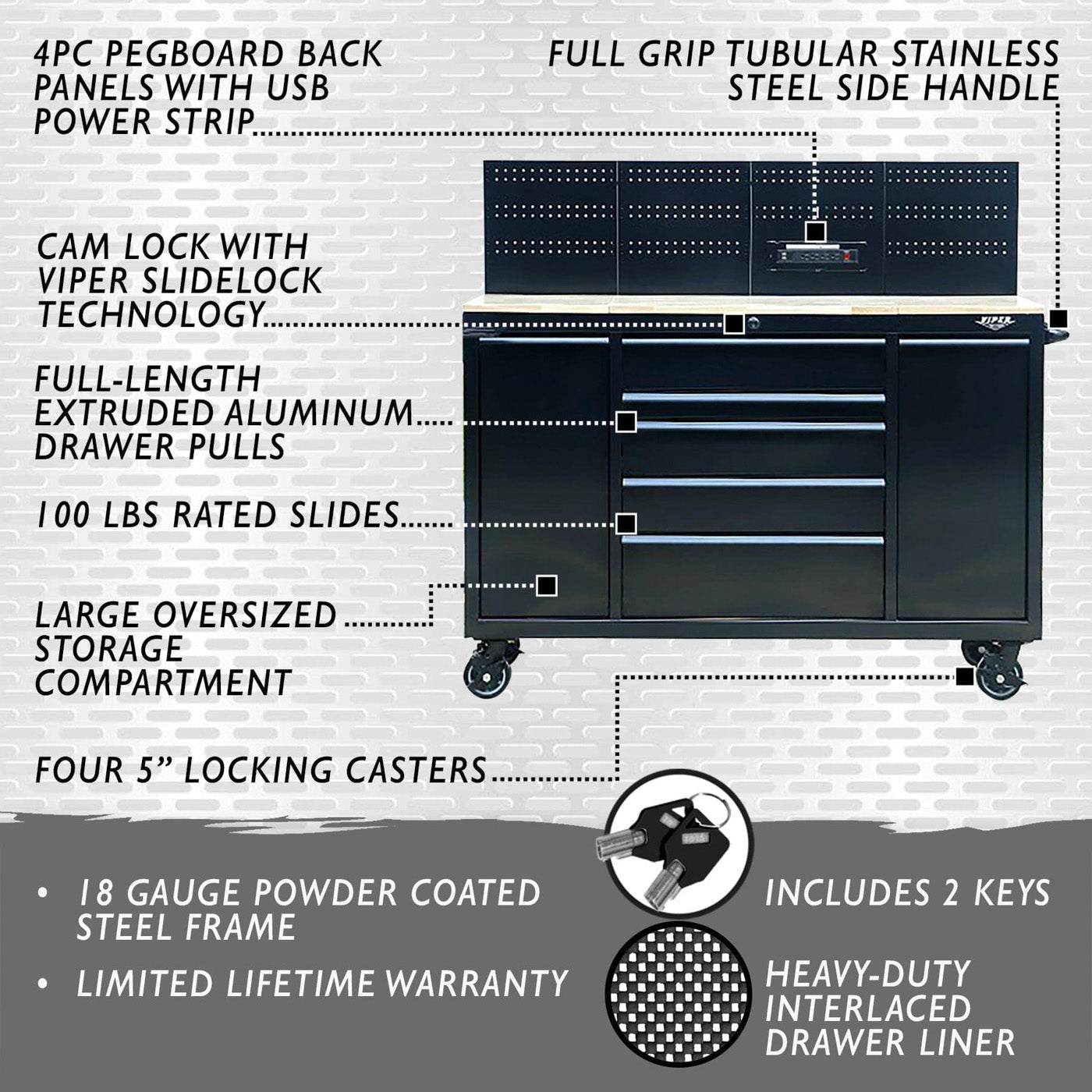 60-Inch 7-Drawer Workstation