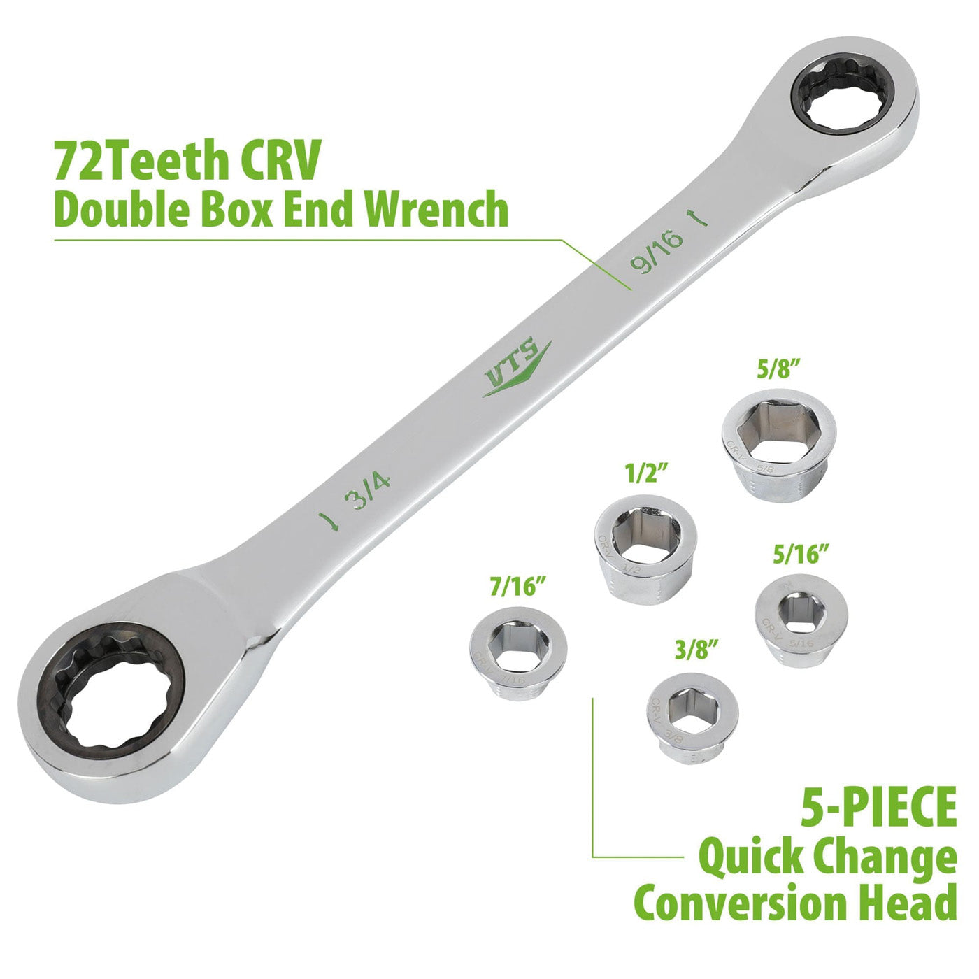 7-in-1 Ratcheting Wrench Set, SAE