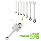 7-in-1 Ratcheting Wrench Set, SAE