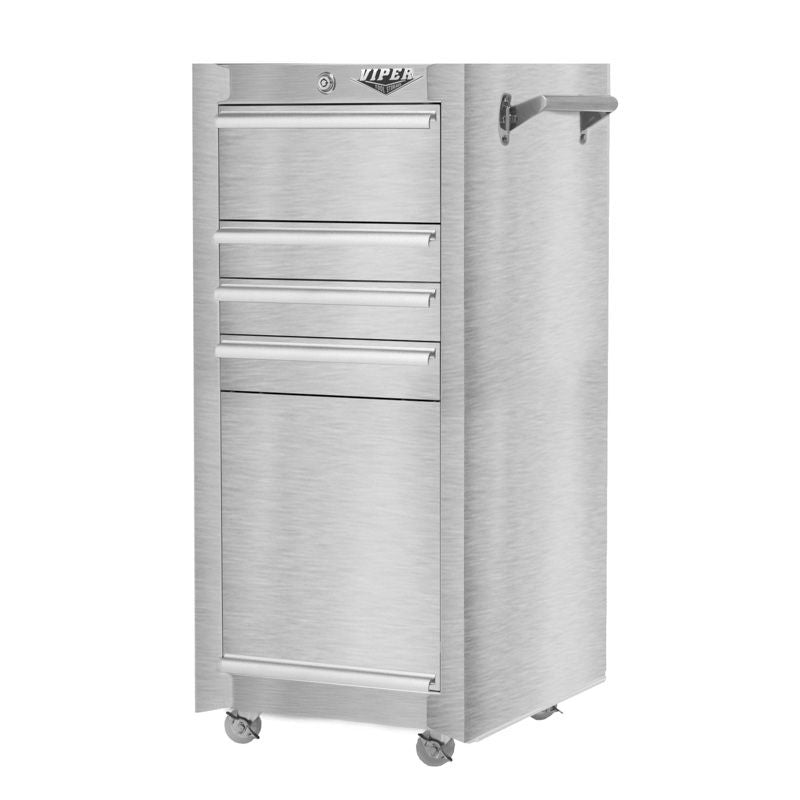 16-Inch 4-Drawer Rolling Salon Cart with Bulk Storage, 304 Stainless Steel