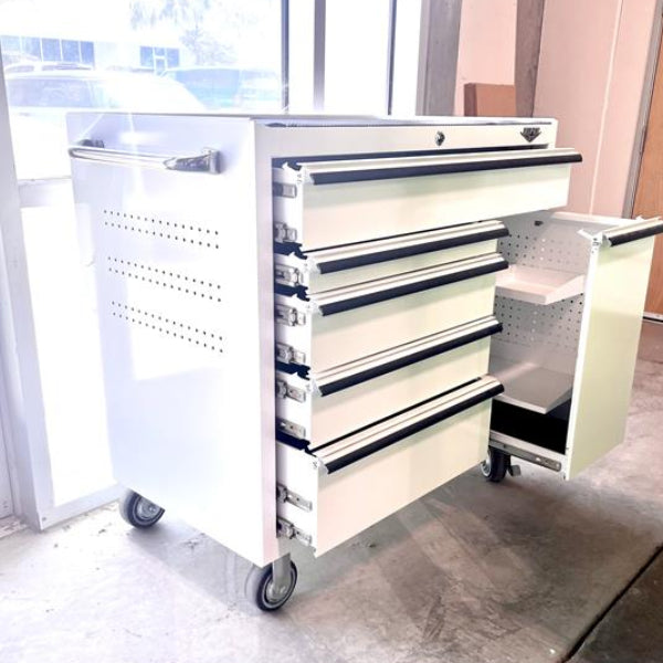 Open Box - 41-Inch 6-Drawer Rolling Cabinet with Power Drawer, White